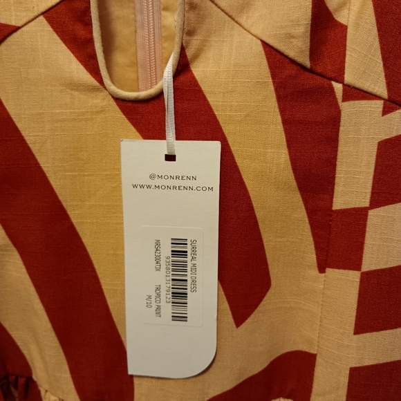 Mon Renn| *Missing* Hook Surreal Midi Dress 100% Cotton Abstract Print US M Tag - Picture 11 of 13